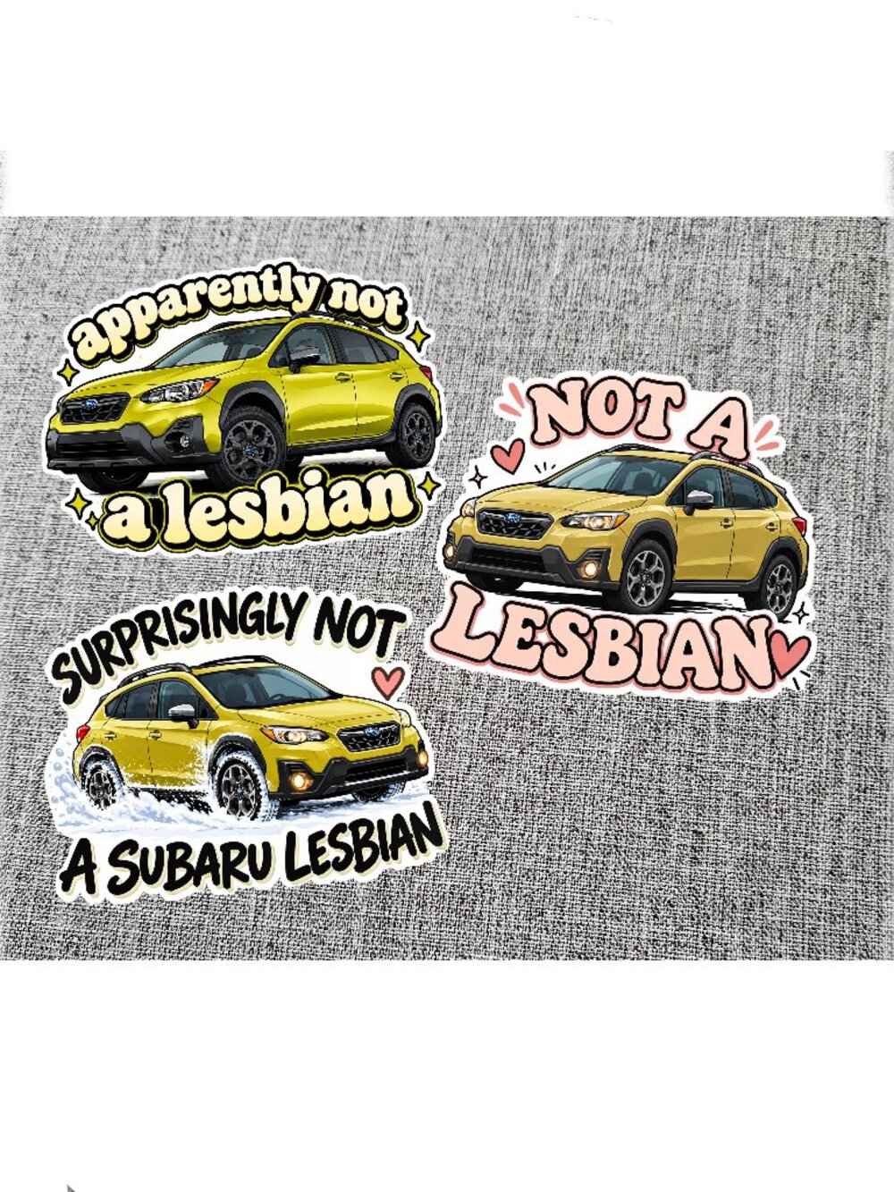 3 pc SUBARU NOT A LESBIAN Funny Vinyl Sticker Decal CROSSTREK